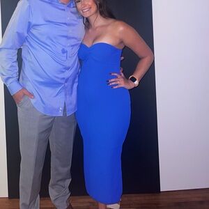 Elegant Blue Strapless Dress